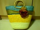 Tri coloured straw bag