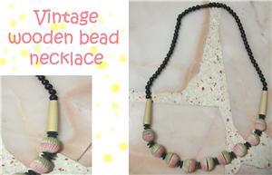 vintage wooden bead necklace