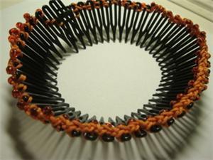 BN Orange beaded hair bun comb