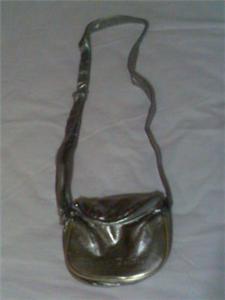 shiny silver sling bag