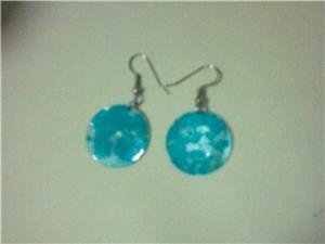 Turquoise blue shell like earrings