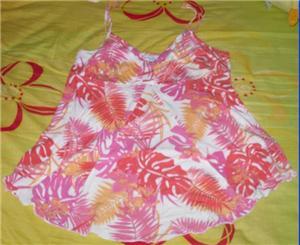 Clearance Sale - Pink, White Leaf Spaghetti Top