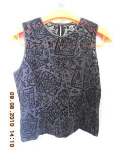 Valet Print Black Sleeveless Top