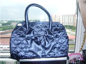 cobalt blue bag with ribbon