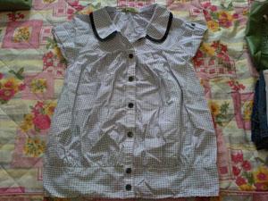 Brown Checkered on White Top Free Size res Cindy