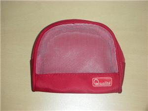 red cosmetic pouch -clear