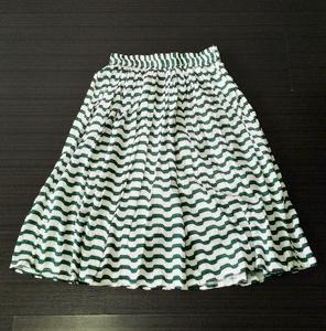 Moss Green Stripie - Mid Length Skirt