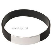 silicone wristband with stainless steel (black)