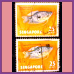 Late 60s Fish Series 25 cents off corner Stamp