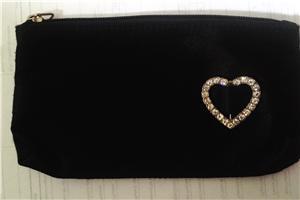 Clearance - black satin pouch with rhinestone buck