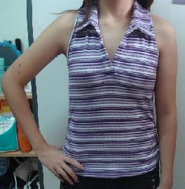 Purple White and Silver Stripes Collar Tank Top