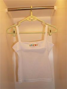 Chiffon spaghetti top with flower embroidery
