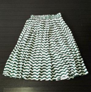 Moss Green Stripie - Mid Length Skirt