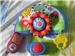 Hardly play - less then 5 times.
got light and sound.  item is working.
Both side needs AA size batteries
Remote for parent to press  (start stop music) 
The sterring wheel is for baby, behind got a velcro to secure to carseat/pram.