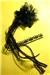 Black flower motif brooch with lace and beads. 