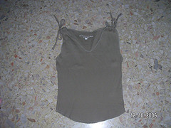 LIGHT ARMY GREEN TANK WITH TIE STRINGS AT SHOULDER