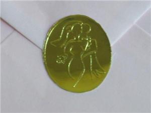 Bride & Groom gold embossed seals