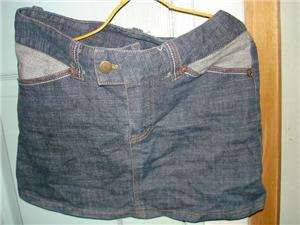 blue denim short skirt