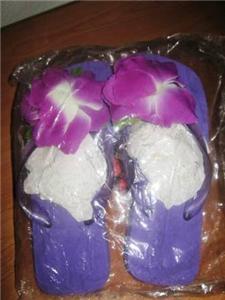 Brand New Purple Flower Flip Flops