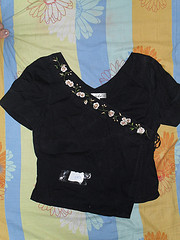 Black flowery neckline top YS 3