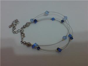 Blue Beaded Wired Bracelet