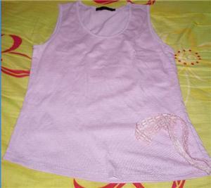 Purple Sleeveless Top with side lacey ribbon - Red