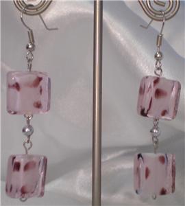 Pink/Brown Glass Earring