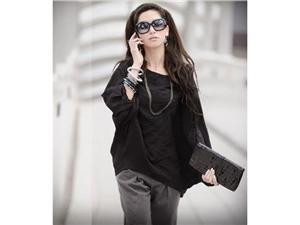 Brand New Black Korean Style Draped Blouse 