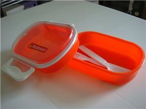 BNIP Orange color 2 layer box with fork n spoon