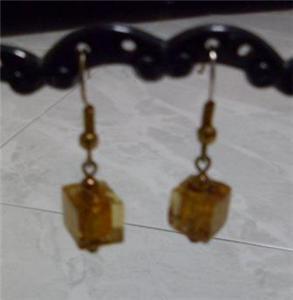 Gold cube earrings