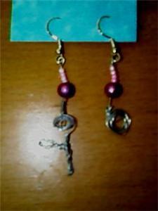 handmade earrings - purple beads