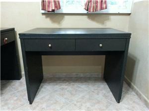 Study Table Office Desk 2 Drawers Black Wood